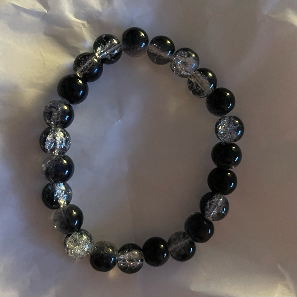 Handcrafted Black Clear Beaded Bracelet
